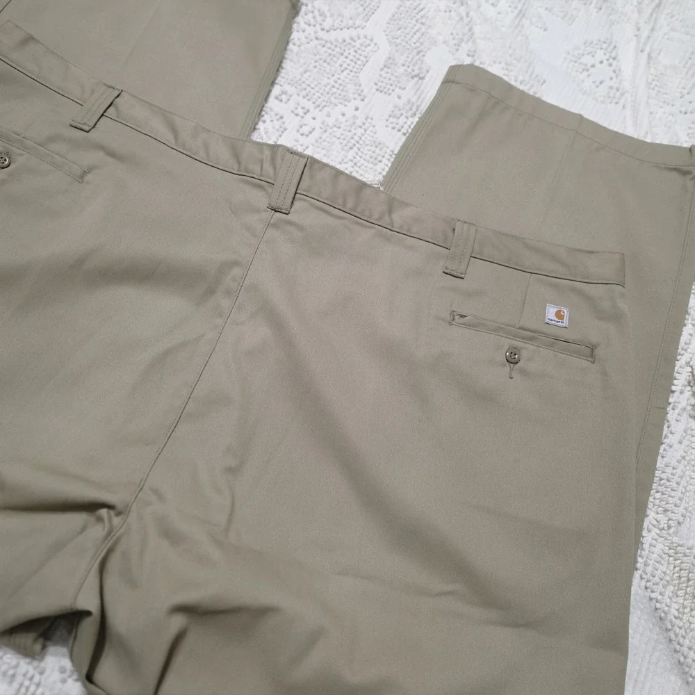 Carhartt Pants 56x32 Mens Khaki Blended Twill Work Chino Straight Leg Flat Front